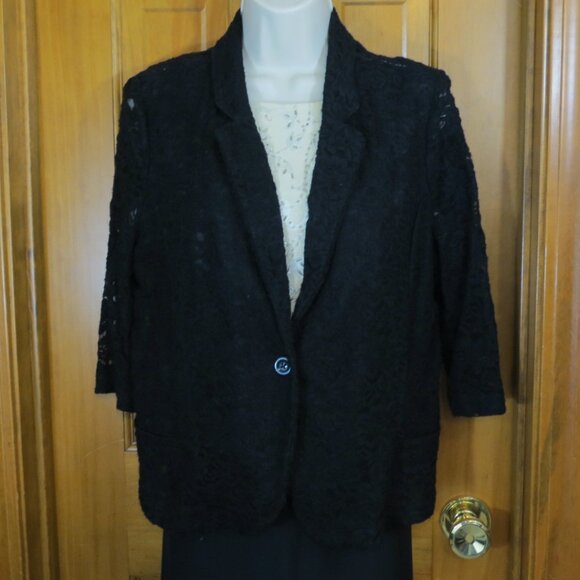 American Rag Cie Black Lace Blazer/Jacket 1/2 Sleeve Soft Size XL - Picture 1 of 11